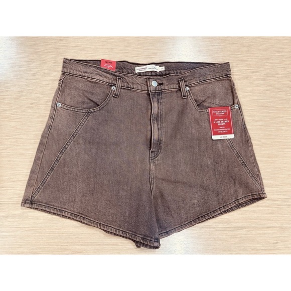 Levi's Pants - NWT Levi Strauss Women A-Line Shorts High Rise Size 14/32W Faded Brown Gray Wash